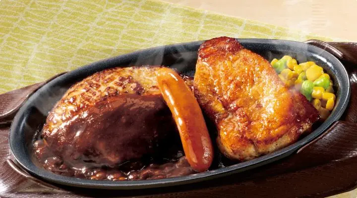 鉄板ハンバーグミックスグリル