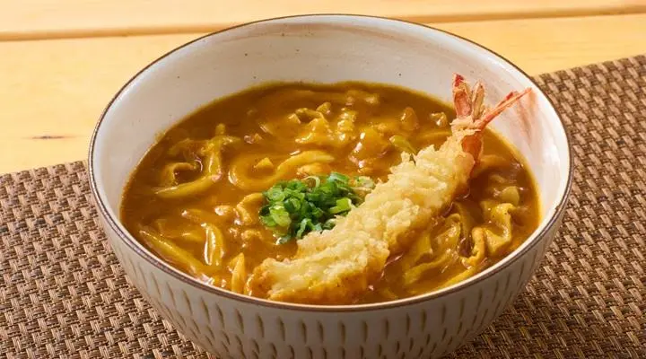 夢庵特製豚カレーうどん上海老天付き