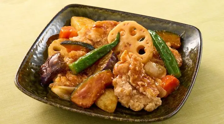 【単品】若鶏と彩り野菜の黒酢あん（若鶏4個）