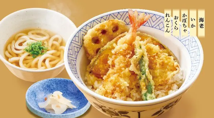 ランチ天丼選べる小麺・お新香付